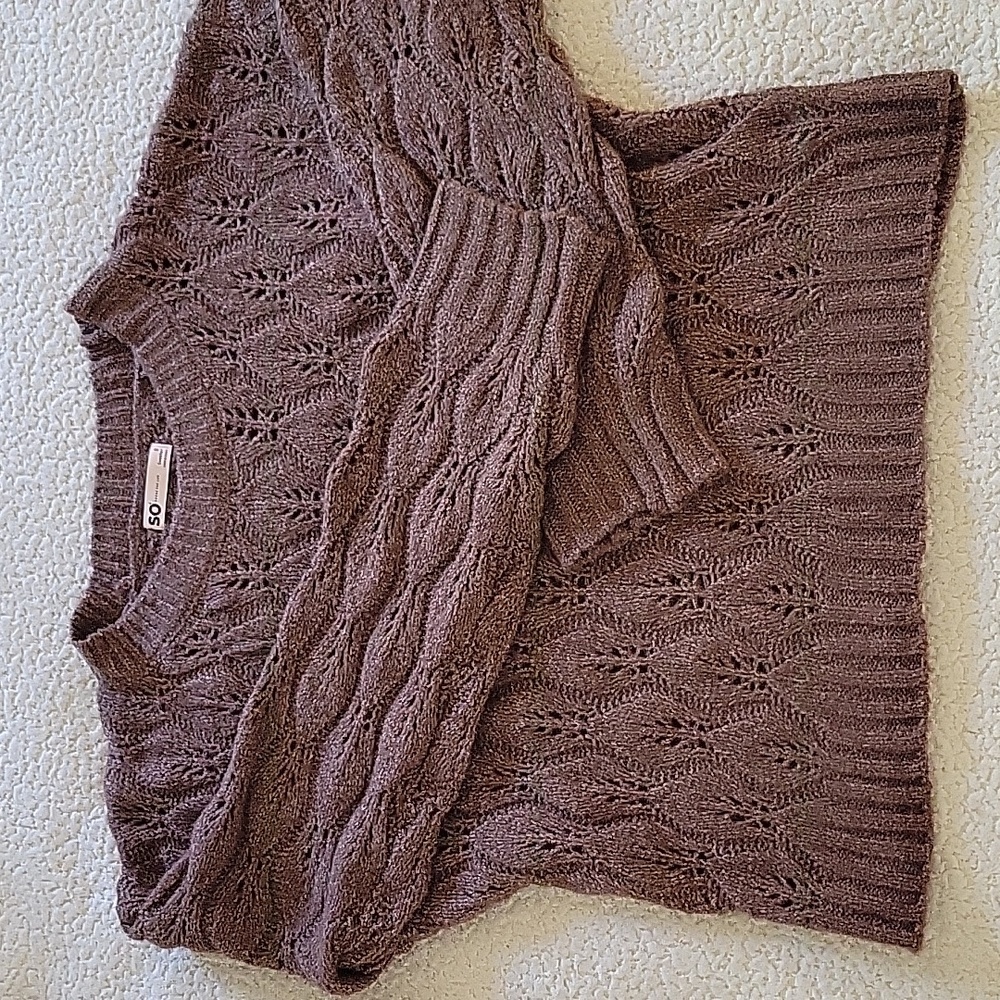 SO Supersoft Heirloom Brown Dropshoulder Pullover Sweater,  Sz S, NWOT